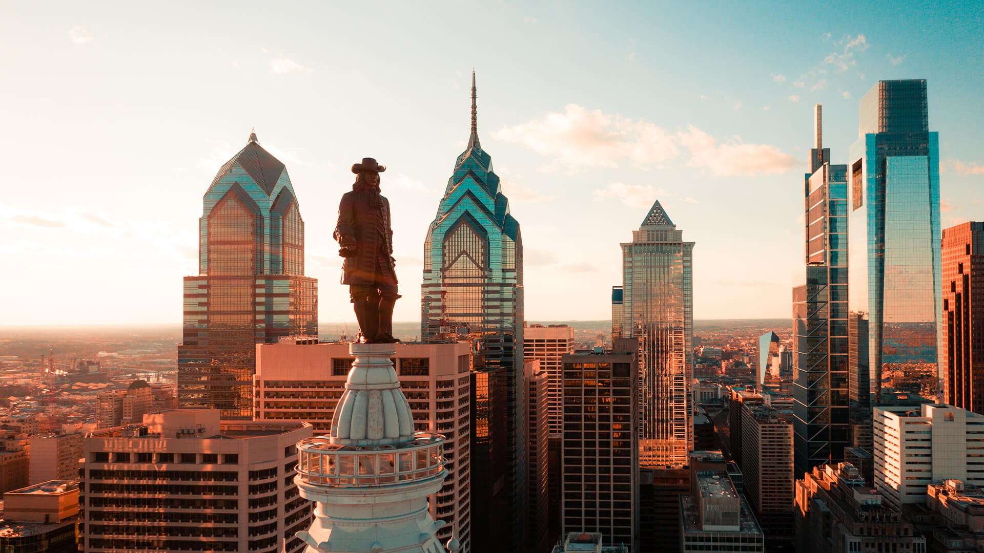 City skyline of Philadelphia in the late afternoon