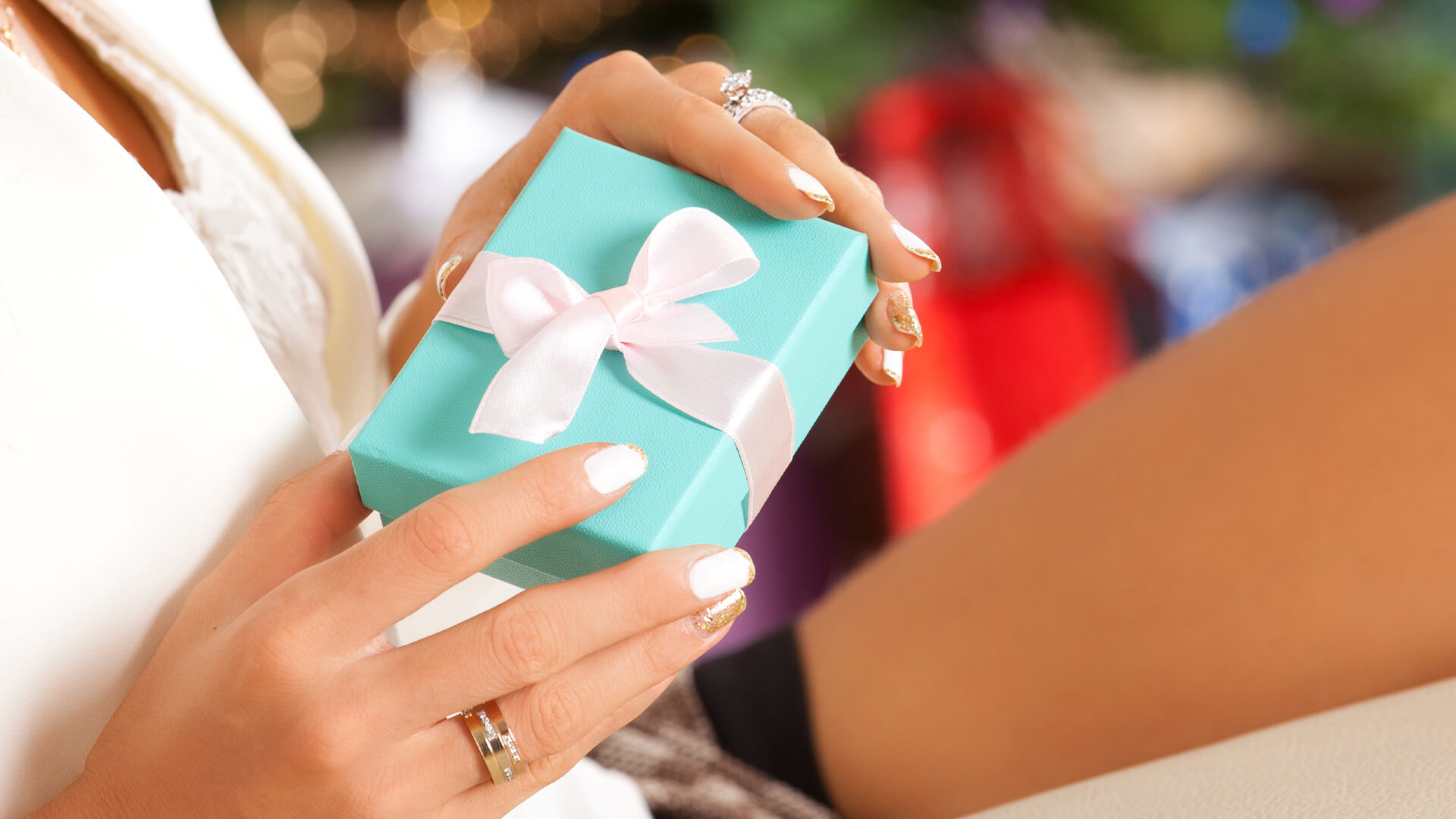 woman holding gift