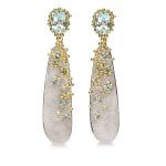 golden white rock earrings