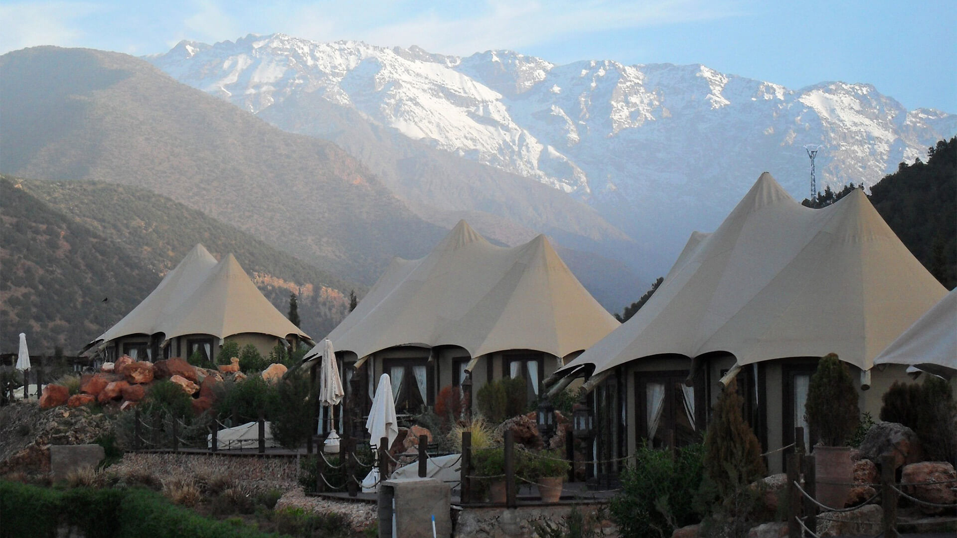 Tented accommodation in mountains