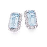 Loupe - Iris Halo Aquamarine Diamond Earring in 18ct White Gold - G125350- 0.19ct -Emerald Cut -£2,900