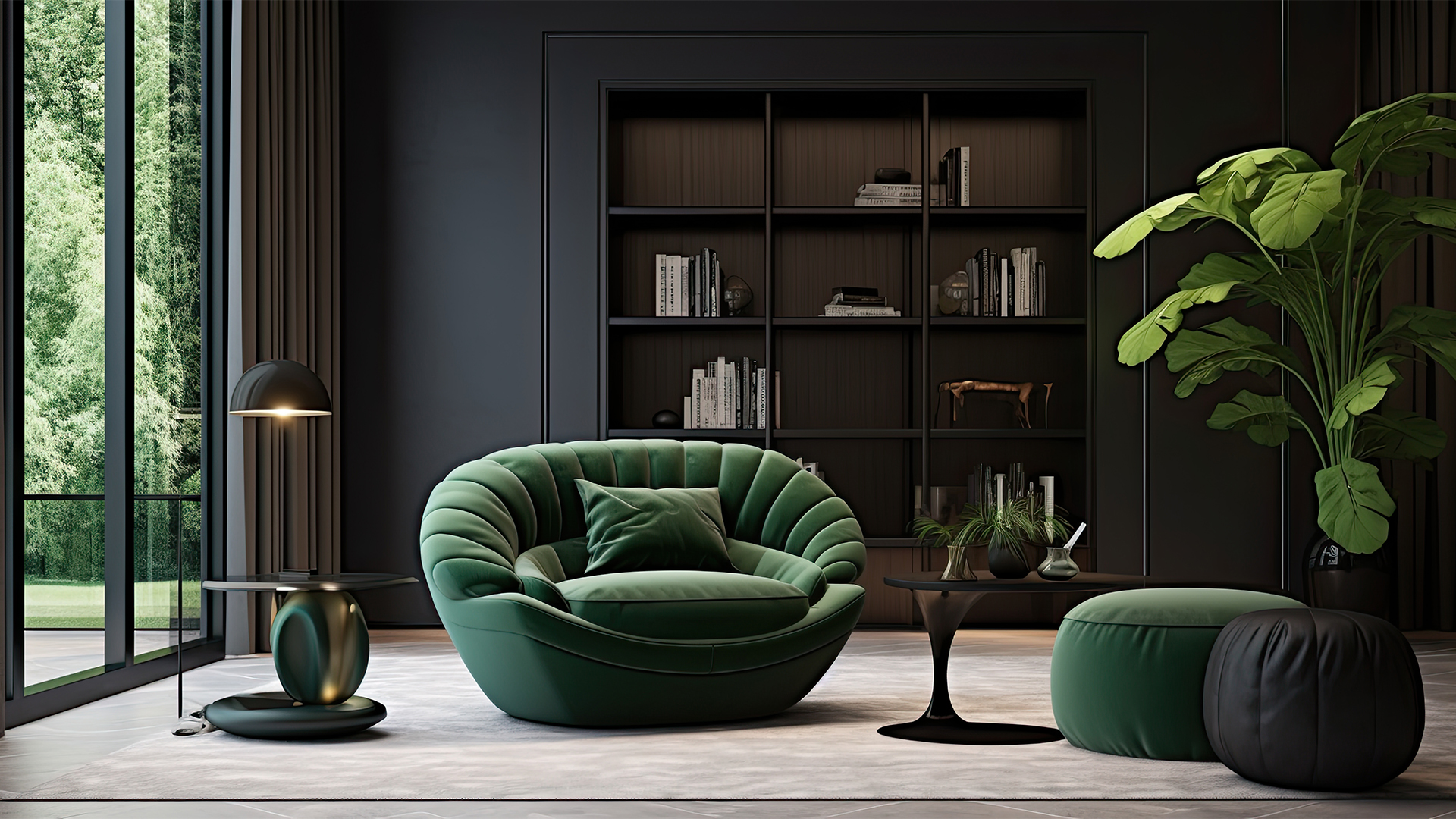modern green luxury study